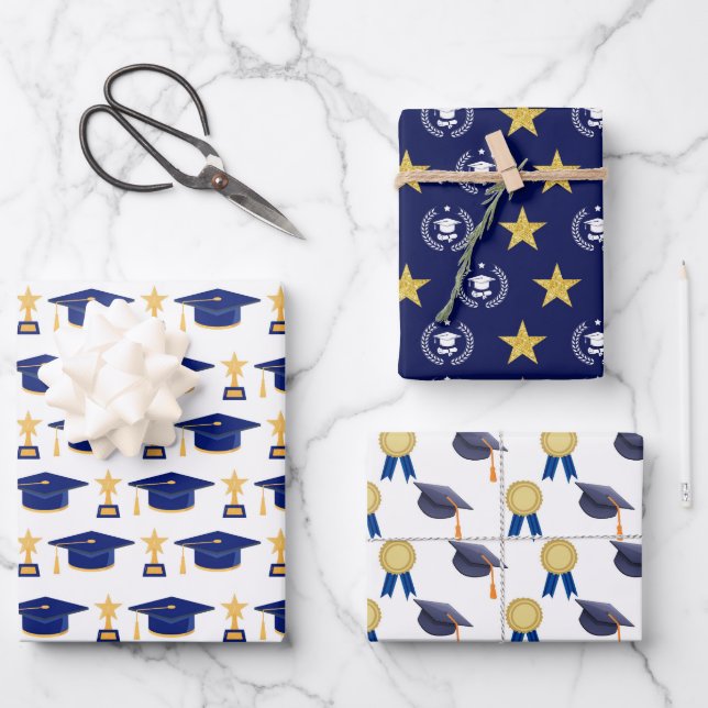 Graduation Pattern  Wrapping Paper Sheets (Front)