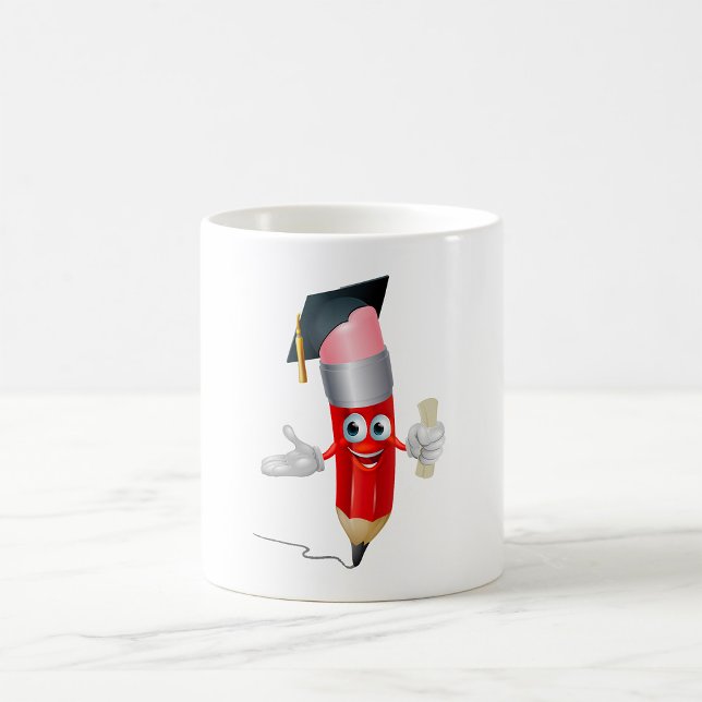 Graduation Pencil Character Holding Diploma Coffee Mug (Creator Uploaded)