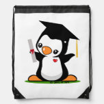 Graduation Penguin Drawstring Bag