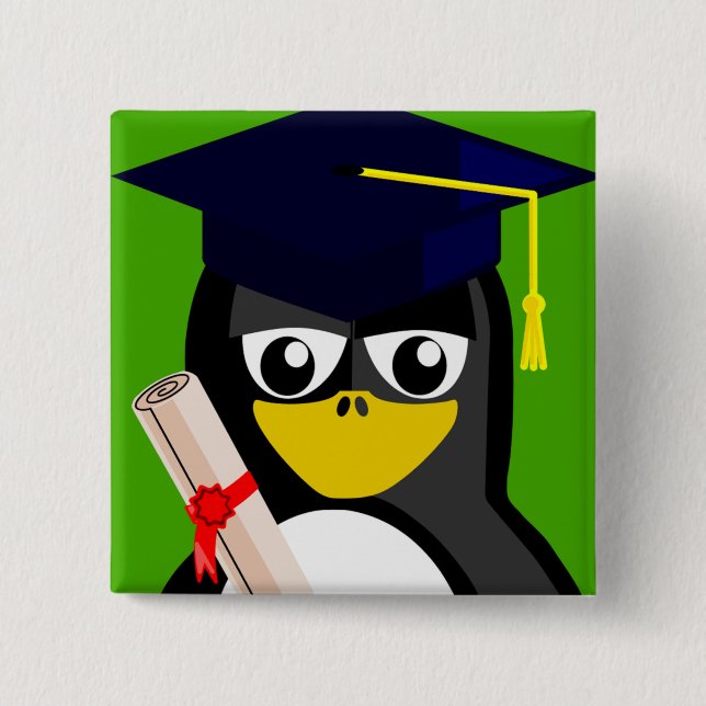 GRADUATION PENGUIN PINBACK BUTTON (Front)