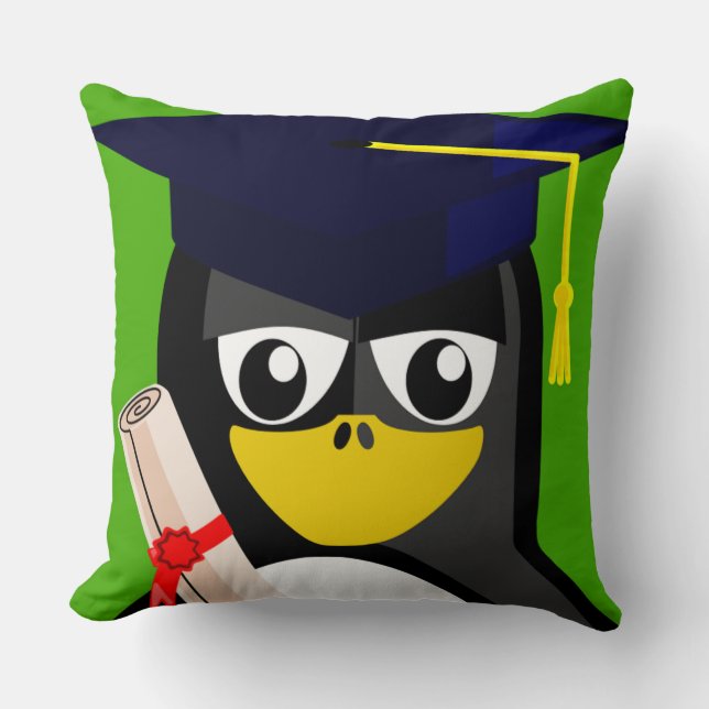 GRADUATION PENGUIN THROW PILLOW (Front)