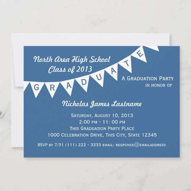 Graduation Pennant Flag Changeable Color Invitation (Front)