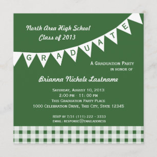 Graduation Pennant Flag Changeable Color Invitation