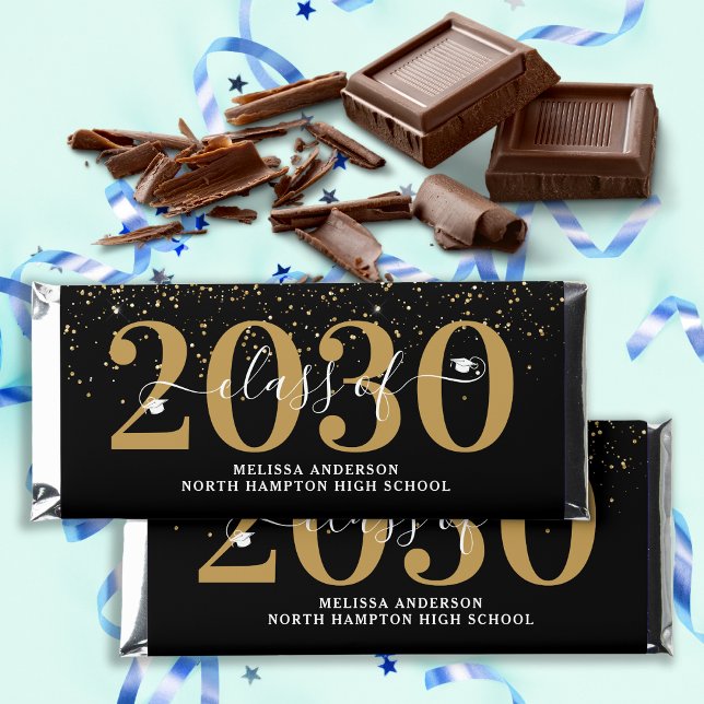 Graduation Personalized Black Gold Year Graduate Hershey Bar Favors (Creator Uploaded)
