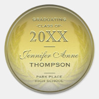 Graduation Personalized Gold Classic Round Sticker