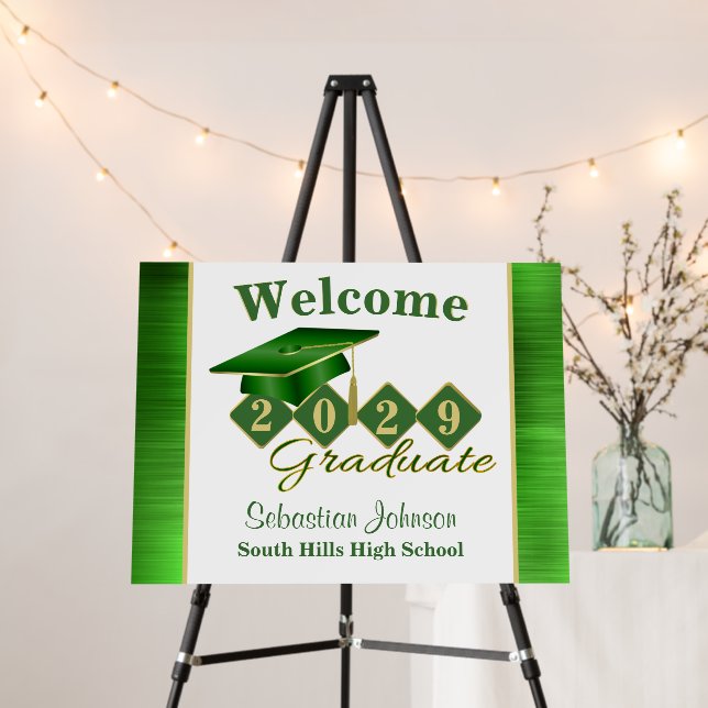 Graduation Personalized Green & Gold Foam Board (In Situ (Stand))
