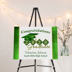 Graduation Personalized Green & Gold Yard Foam Board