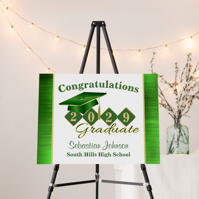 Graduation Personalized Green & Gold Yard Foam Board (In Situ (Stand))
