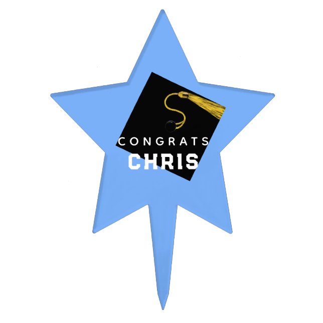 Graduation Personalized Light Blue Cake Topper (Front)