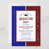GRADUATION Personalized Maroon Navy Graduate Invitation (Front)