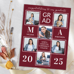 Graduation Personalized Monogram Graduate 6 Photo Invitation Postcard