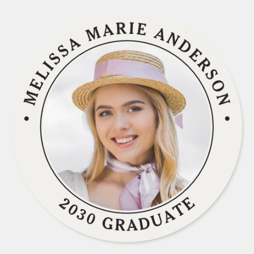 Graduation Personalized Name Year Graduate Photo C Classic Round Sticker