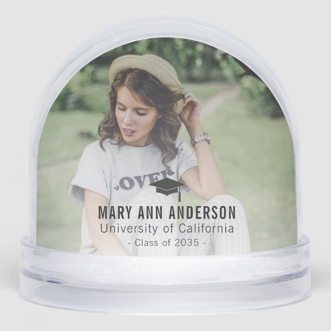 Graduation personalized photo gift idea snow globe (Front)