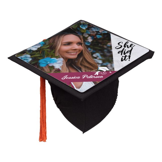 Graduation Personalized Photo Modern Cap Topper (Angled)