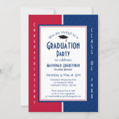 GRADUATION Personalized Red White Blue Graduate Invitation (Front)