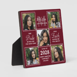 Graduation Personalized Senior 5 Picture Burgundy Plaque