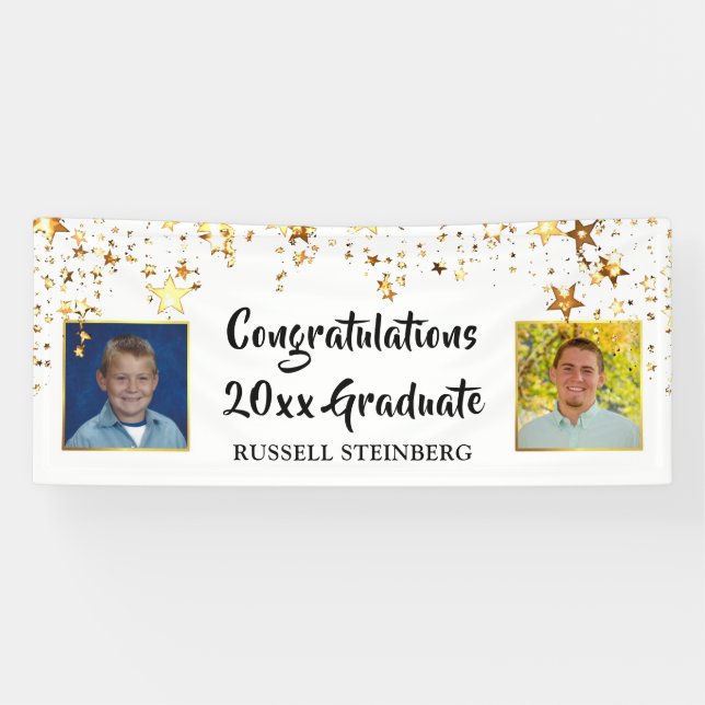 Graduation Personalized Then and Now Photos Banner (Horizontal)