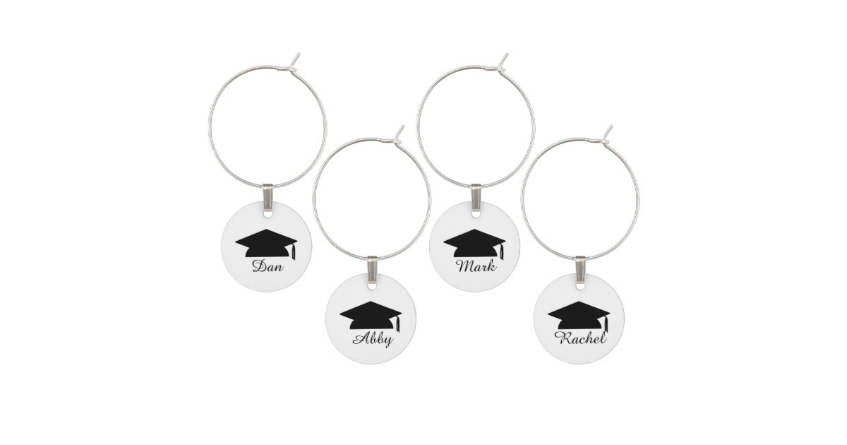 "Graduation" Personalized Wine Charm Set