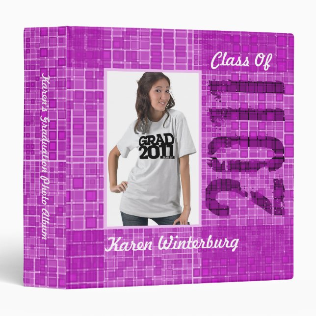 Graduation Photo Album Binder Purple Mosaic (Front/Spine)
