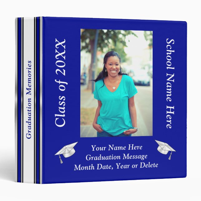 Graduation Photo Album Binder, Your Text, 2 Photos 3 Ring Binder (Front/Spine)