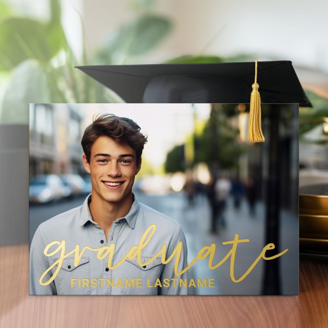 Graduation Photo and Party Foil Invitation (Graduation Party Invitation)