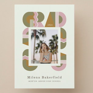 Graduation photo announcement card 2026 retro