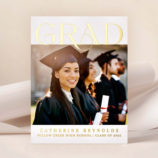 Graduation Photo Announcement Foil Postcard (Creator Uploaded)