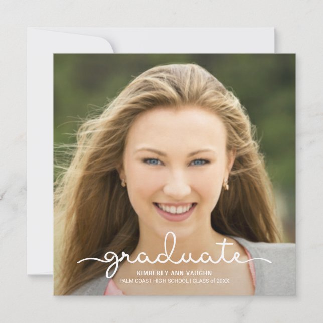 Graduation Photo Announcement Handwritten Script (Front)