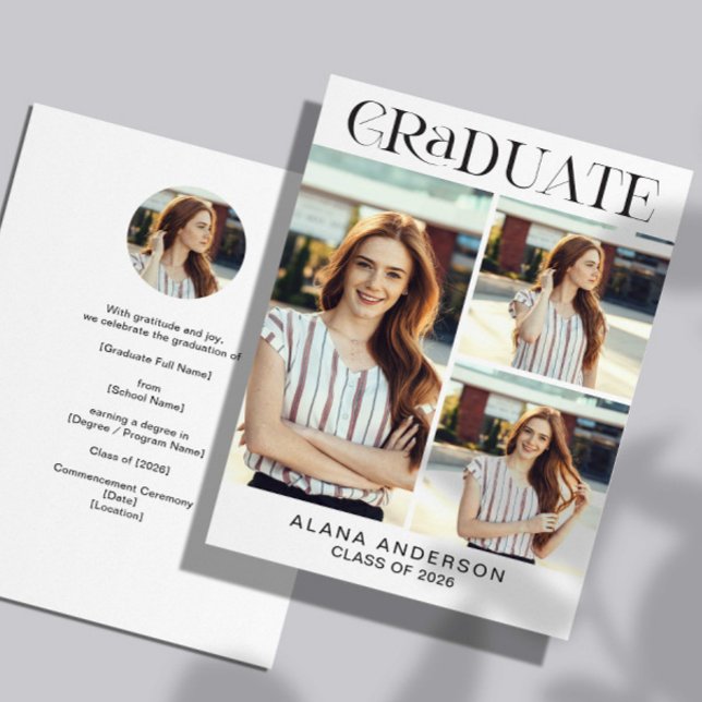 Graduation Photo Announcement Modern Collage (Creator Uploaded)