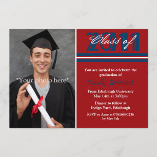 Graduation Photo Announcement Red Stripes