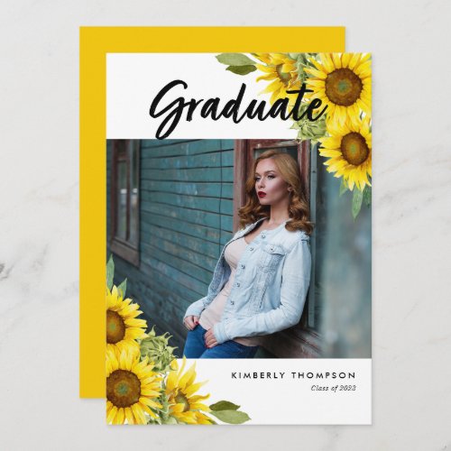 Graduation Photo Announcement Sunflower Script
