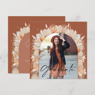 Graduation photo arch terracotta pampas botanical invitation