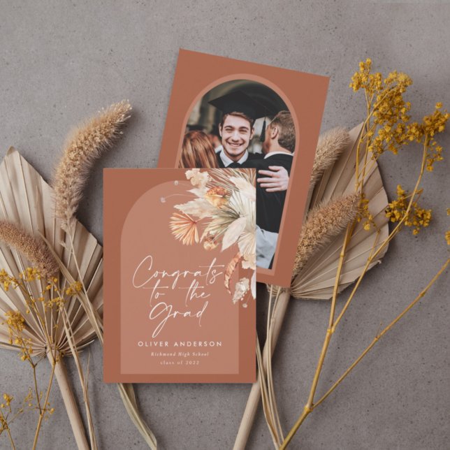 Graduation photo arch terracotta pampas botanical invitation (Creator Uploaded)