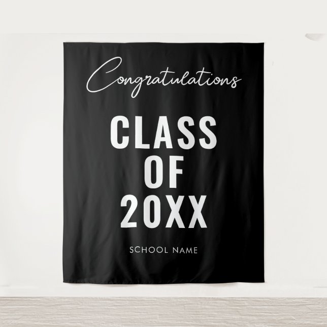 Graduation Photo Backdrop Graduation Decor Black (Front)