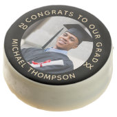 Graduation Photo Black Gold Congrats Grad Chocolate Covered Oreo (Angled)