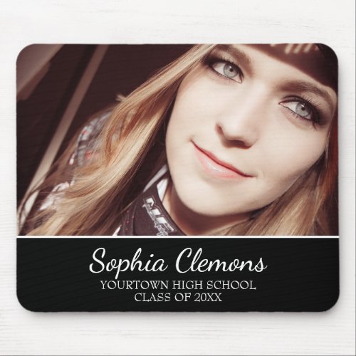 Graduation Photo Black Personalized Mouse Pad