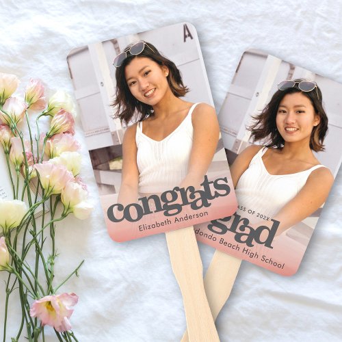 Graduation photo blush pink keepsake simple modern hand fan