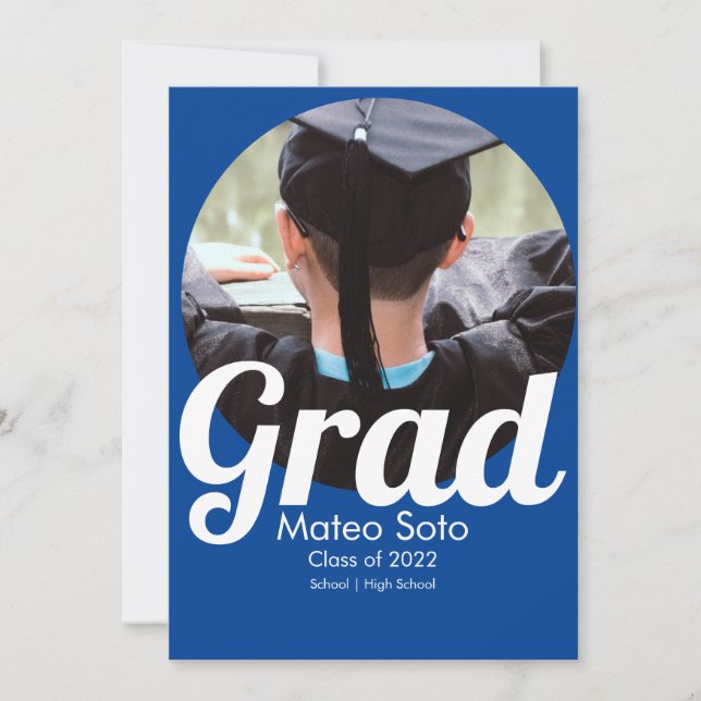 Graduation Photo Bold Any Color Announcement (Front)