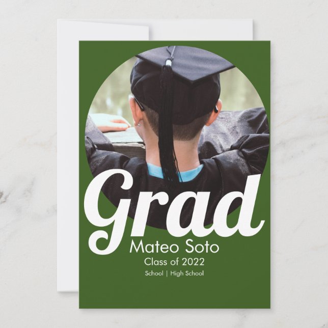Graduation Photo Bold Any Color  Invitation (Front)