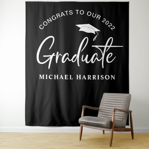 Graduation Photo Booth Backdrop Black