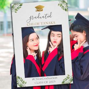 Graduation Photo booth frame greenery and gold Foam Board