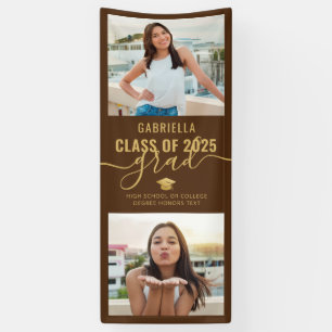 Graduation Photo Brown and Gold Congrats Grad  Banner