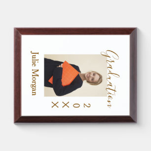 Graduation photo brown golden year 20XX namesimple Award Plaque