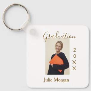 Graduation photo brown golden year 20XX namesimple Keychain