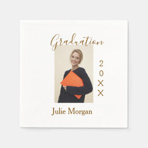 Graduation photo brown golden year 20XX namesimple Napkins