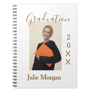 Graduation photo brown golden year 20XX namesimple Notebook