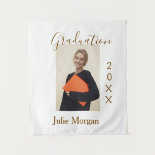 Graduation photo brown golden year 20XX namesimple Tapestry