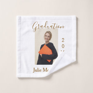 Graduation photo brown golden year 20XX namesimple Wash Cloth