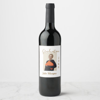 Graduation photo brown golden year 20XX namesimple Wine Label