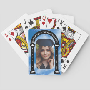 Graduation Photo, Cap Tassel & Diploma, Arch & Sky Poker Cards